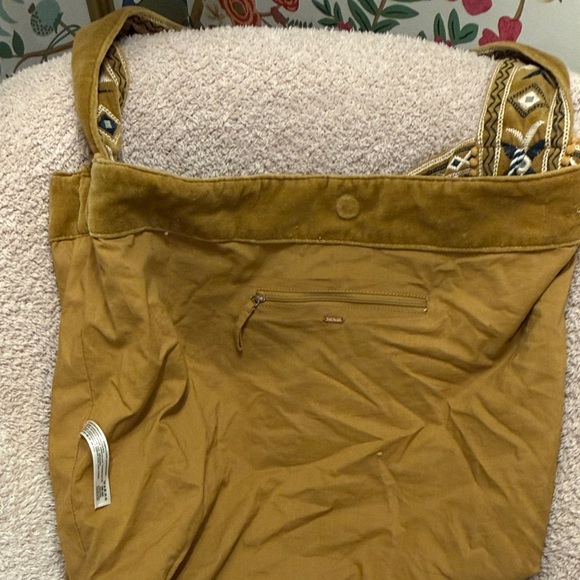 FREE PEOPLE Vic Velvet Slouchy Embroidered Floral Shoulder Bag - Mustard - Picture 3 of 10